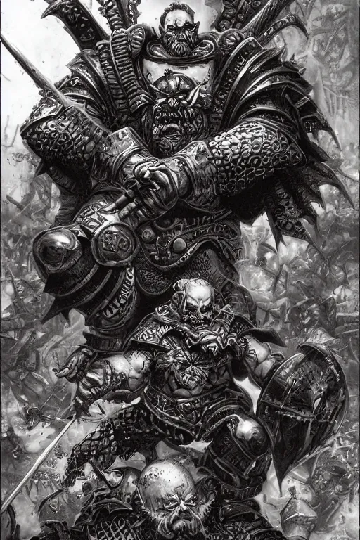 Image similar to chaos dwarf, fantasy, warhammer, highly detailed, digital art, sharp focus, trending on art station, kentaro miura manga art style