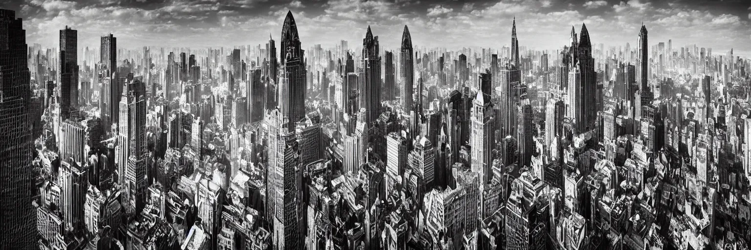 Prompt: Captured in the flow of time. Art deco. The city as network. Metropolis. Intricate. Sense of awe. Photoreal. In the style of Magnum photography. Monochrome