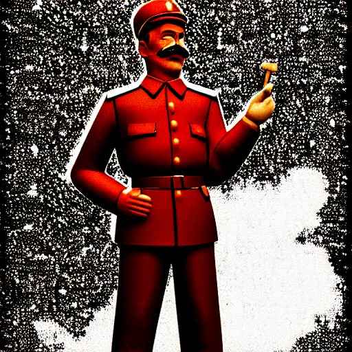 Image similar to stalin glitter figurine commerical, white background, 3d render