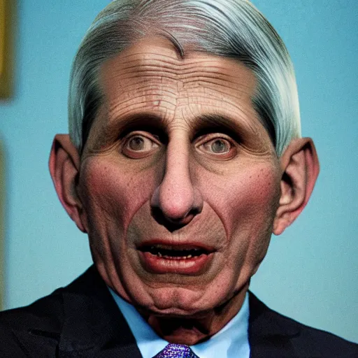 Prompt: reptilian Anthony Fauci, horror still,