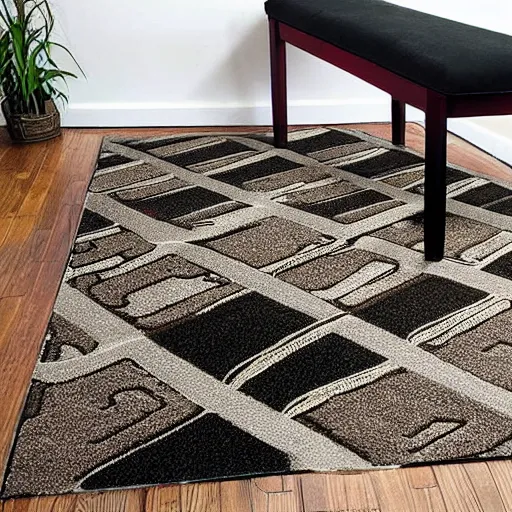 Image similar to a futuristic skids road map carpet rug