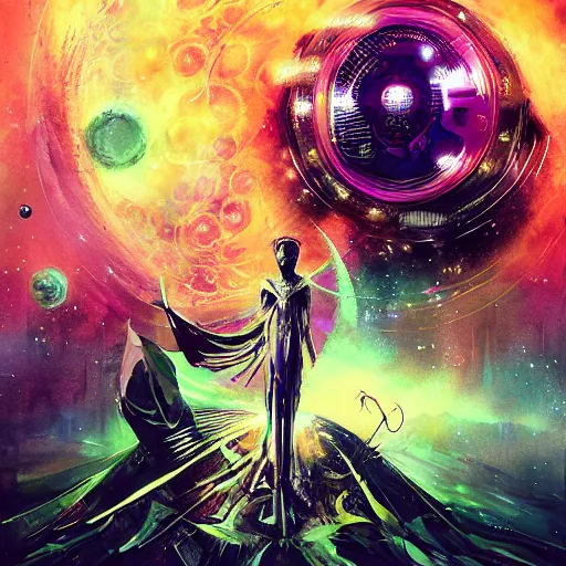 Image similar to an album cover by Bill Sienkiewicz, afrofuturism, space art, cosmic horror, concept art, apocalypse art, Behance contest winner, featured on CG Society