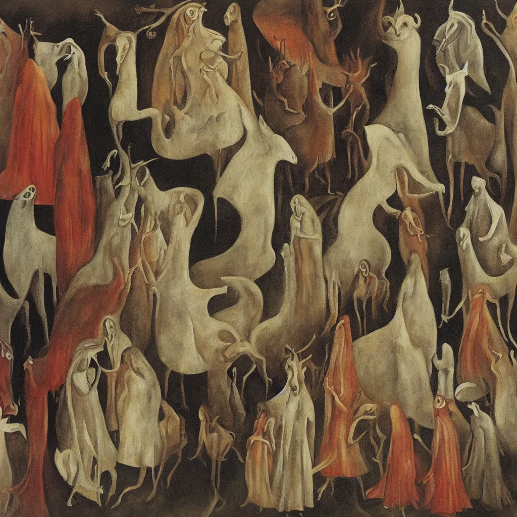 Prompt: a painting by leonora carrington