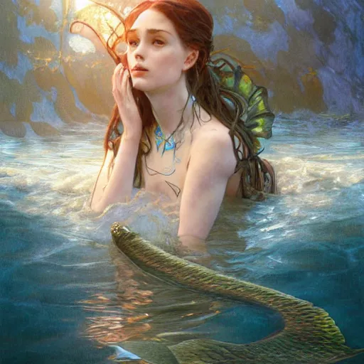 Prompt: a mermaid drowning in an oil spill, ultra realistic, concept art, intricate details, highly detailed, photorealistic, octane render, 8 k, unreal engine. art by artgerm and greg rutkowski and magali villeneuve and alphonse mucha