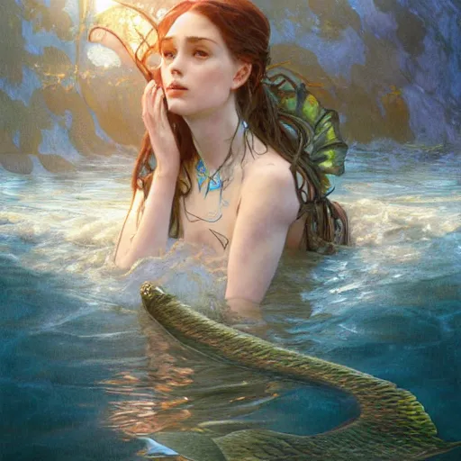 Image similar to a mermaid drowning in an oil spill, ultra realistic, concept art, intricate details, highly detailed, photorealistic, octane render, 8 k, unreal engine. art by artgerm and greg rutkowski and magali villeneuve and alphonse mucha