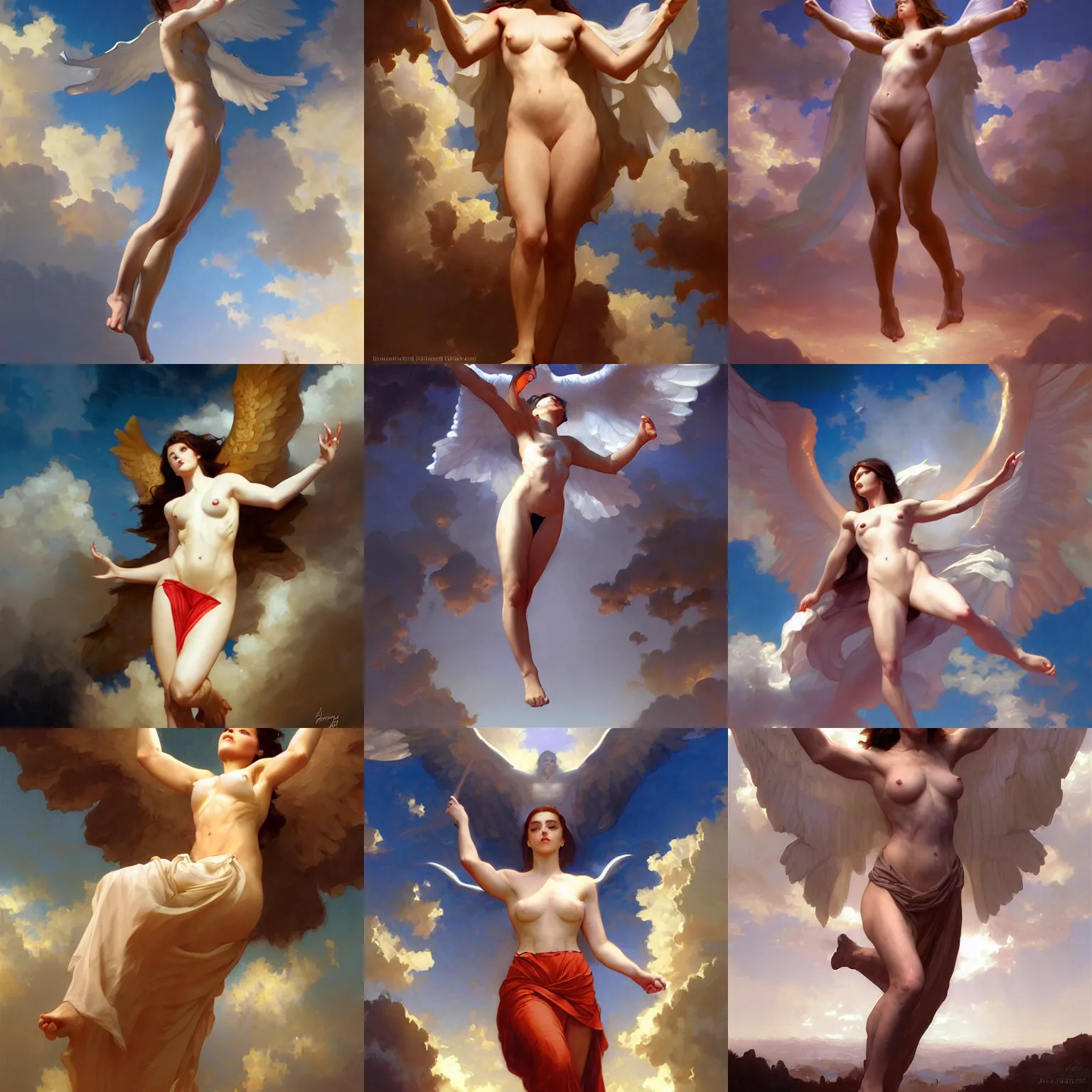 Prompt: artwork by artgerm, bouguereau, greg manchess and brad rigney, televangelist ascending to heaven, artstation, masterpiece, high detail