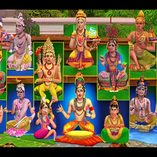 Prompt: hindu gods in the sims 2