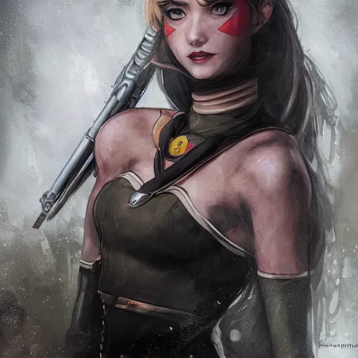 Image similar to portrait of a facist sailormoon, epic, tragic, military art, fantasy, dieselpunk, hd shot, digital portrait, beautiful, artstation, comic style, by artgerm, guy denning, jakub rozalski, magali villeneuve and charlie bowater