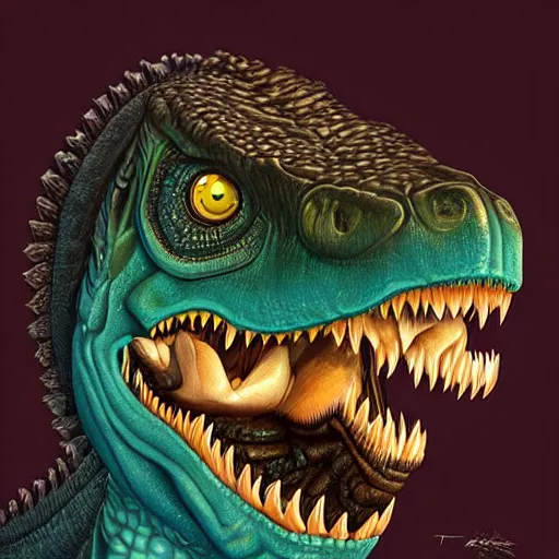 Image similar to Lofi portrait of tyrannosaurs rex, Pixar style by Tristan Eaton Stanley Artgerm and Tom Bagshaw