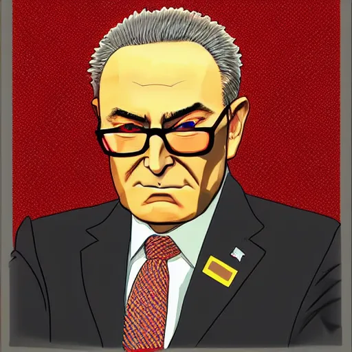 Prompt: Chuck Schumer super saiyan, digital art