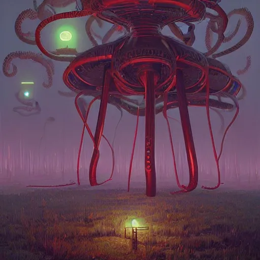 Image similar to giant eldritch horror, simon stalenhag