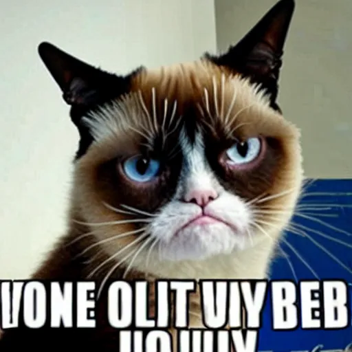 Prompt: grumpy cat original meme