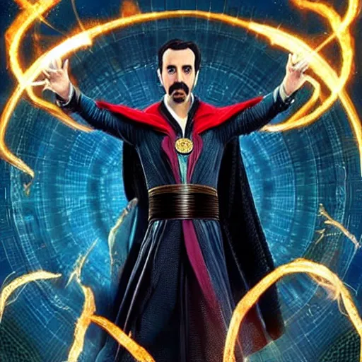 Image similar to “borat as dr strange, poster, highly detailed, dynamic poster, marvel, sci-fi, super heroes, concept art, borat, Sacha Baron Cohen”