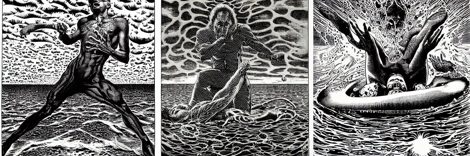 Prompt: megalohydrothalassophobia by virgil finlay