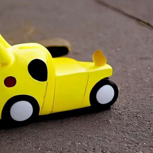 Image similar to a car in the shape of pikachu, photo