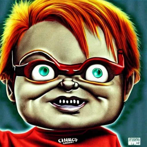 Prompt: chucky finster in the cover art of nas'illmatic