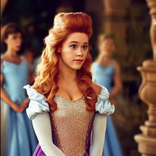 Prompt: a disney princess that is obsessed with the concept of irony, looking disinterested in her prince