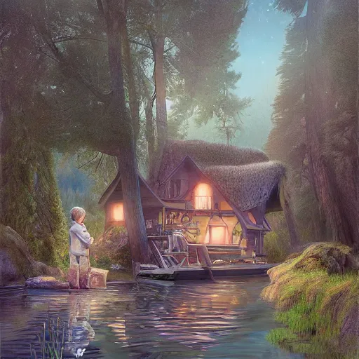 Image similar to brother grimms fairytale lakehouse rabbit digital art, irina french, heraldo ortega, mandy jurgens 8 k 1 5 0 mpx