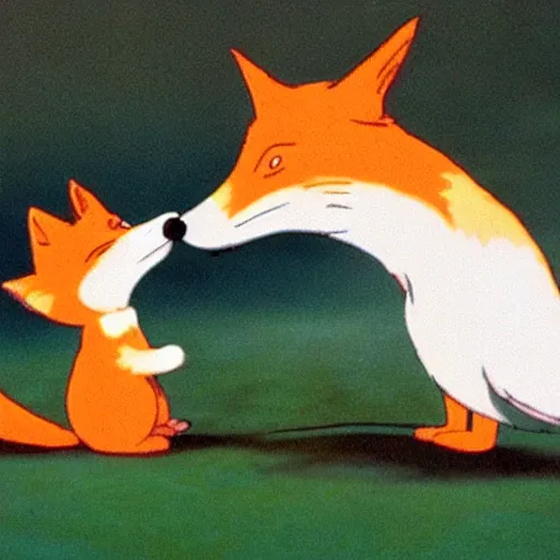 Image similar to the little prince talking to the fox, art by tim burton, animation shot