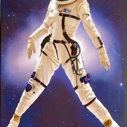 Image similar to Emma Watson in spacesuit, by Hajime Sorayama