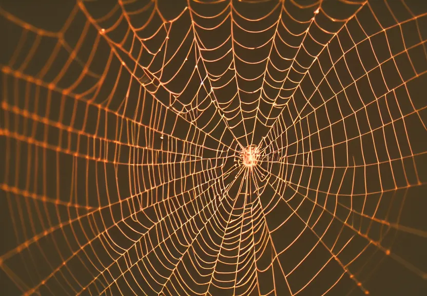 Image similar to a ultra realistic hyper realistic underexposed fujifilm 800 photograph of an intricate neon spider web