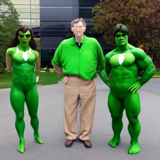 Image similar to bill gates cosplaying as the hulk, bill gates wearing a hulk costume, cosplay award winner