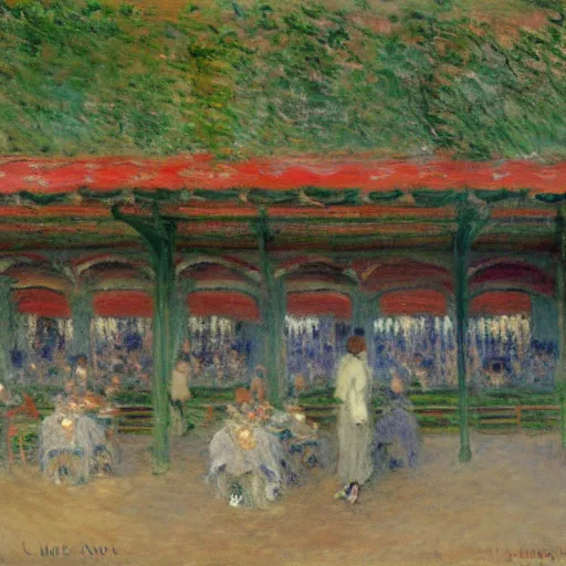 Image similar to a hawker centre by claude monet