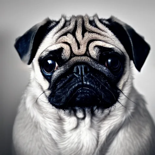 Image similar to pug with seven heads