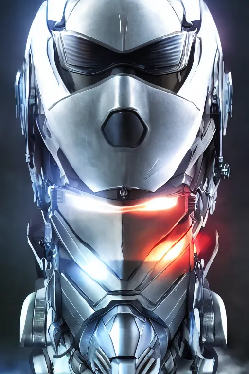 Image similar to cyber cyborg ninja mask helmet metal gear solid artic suit swat commando, global illumination ray tracing hdr fanart arstation by sung choi and eric pfeiffer and gabriel garza and casper konefal, a spectacular view cinematic rays of sunlight comic book illustration, by john kirby