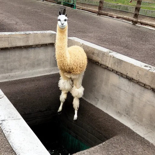 Prompt: llama in the sewers