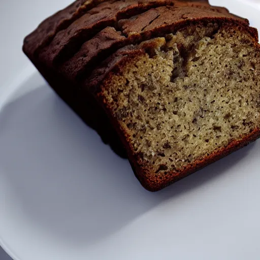 Image similar to photorealistic photograph of banana bread at work dude, photorealistic, realism, highly detailed, ultra detailed, ambient occlusion, depth of field