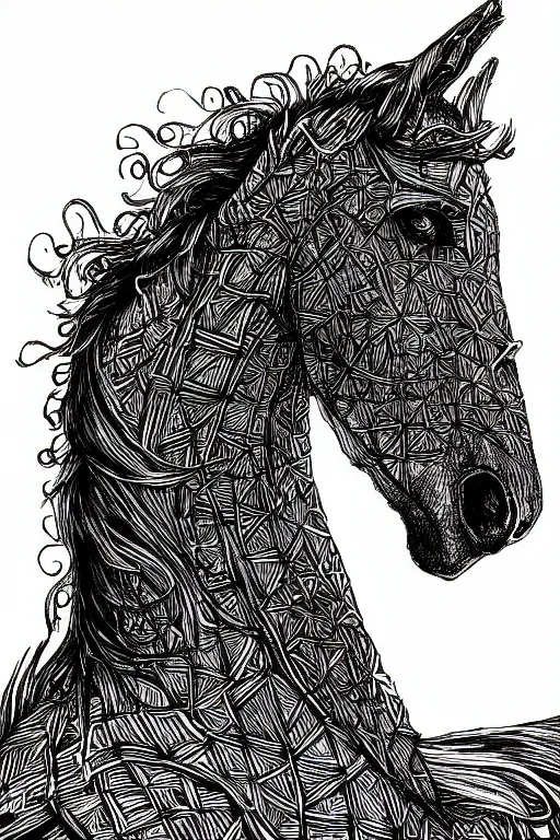 Image similar to horse in a field, symmetrical, highly detailed, digital art, sharp focus, trending on art station, kentaro miura manga art style