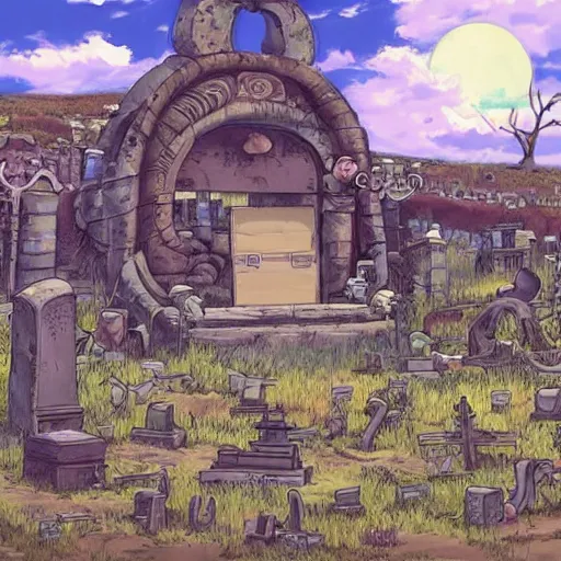 Image similar to archaeological artifact. photograph. death and decay. cemetery; exposed bones. elephant graveyard; cartilage. ancient burial ground. BRIGHT COLOR BEAUTIFUL ANIME PHOTOGRAPH STUDIO GHIBLI SHŌNEN JUMP MANGA BLEACH ONEPIECE VIVID