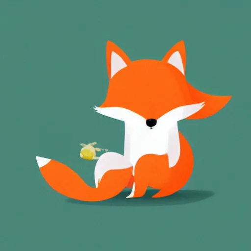 Prompt: minimalistic cute fox eating a fish, 2 d render, pastel