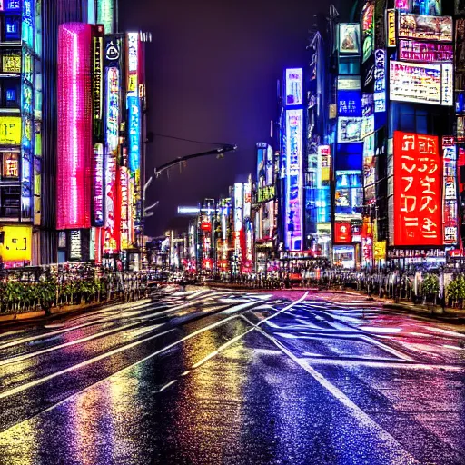 Prompt: high resolution hdr digital art of central tokyo at night 4 k