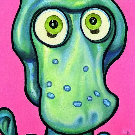 Image similar to squidward realistic painting