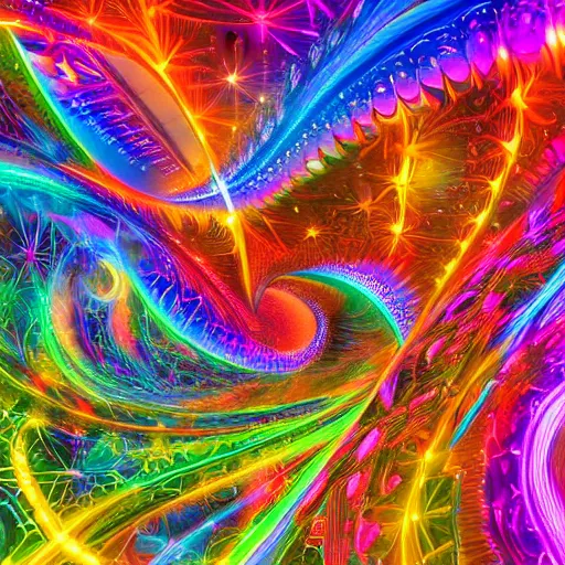 Prompt: the abstract representation of time space continuum in 4D space, intricate detail, vivid colors, light play