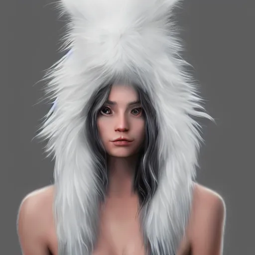 Image similar to portrait of a white panter with a very long fur and wizard hat, fantasy, trending on artstation, heroic pose, illustration, highly detailed, simple, 8k