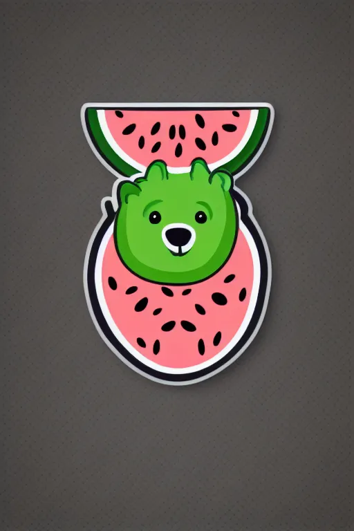 Image similar to Bear eating a watermelon, sticker, colorful, illustration, highly detailed, simple, smooth and clean vector curves, no jagged lines, vector art, smooth