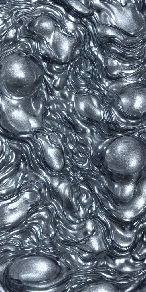 Image similar to a photorealistic render of a 3 d organic water structure, made of liquid metal, c 4 d, made of marble, by zhelong xu, gakkin and ernst haeckel, hyper realistic, plain background, 8 k, volumetric lightning, trending on artstation