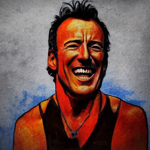 Prompt: Bruce Springsteen portrait made of fruits