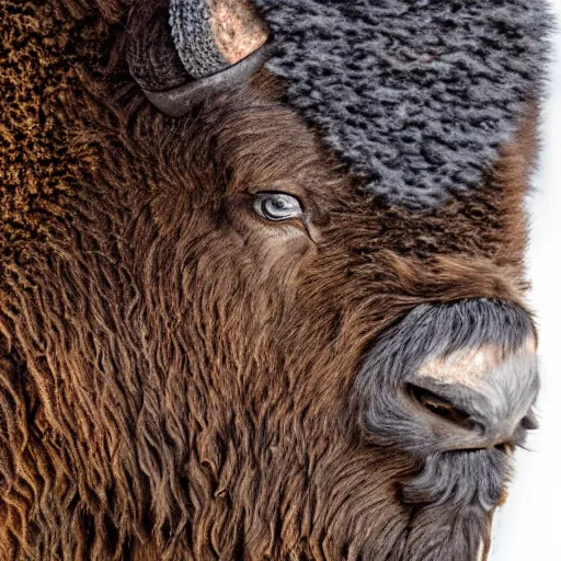 Prompt: extreme close up of a bison fur, macrophotography