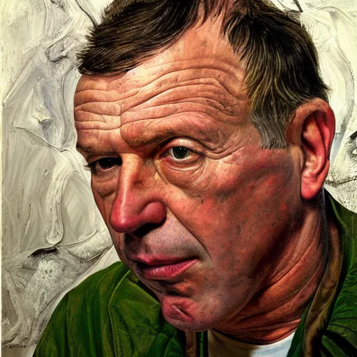 Image similar to high quality high detail painting by lucian freud, hd, joe rogan portrait