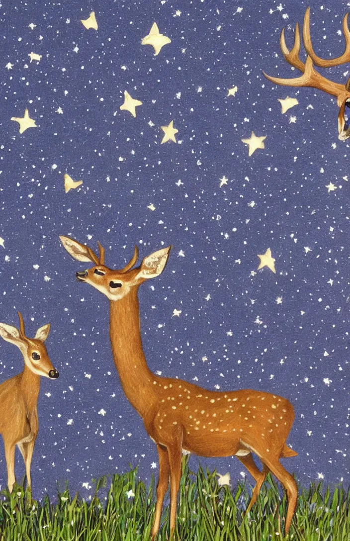 Image similar to deer in the stars in the style of AnnaDittman