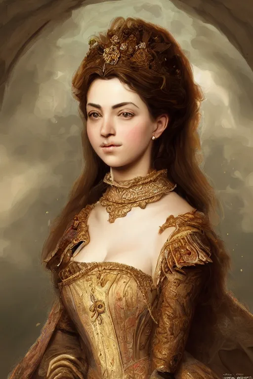 Image similar to rosalia vila i tobella, rosalia, highly detailed, spanish princess, highly detailed, digital painting, trending on artstation, concept art, sharp focus, illustration, art by artgerm, old masters, maher morcos