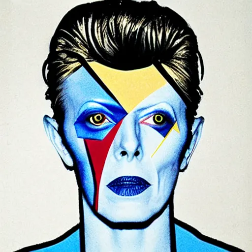 Prompt: david bowie face by pablo picasso