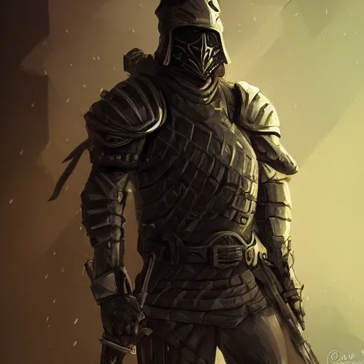 Prompt: a soldier in black armor ,D&D, fantasy, elegant, hopeful, muscular, highly detailed, digital painting, artstation, concept art, smooth, sharp focus, illustration