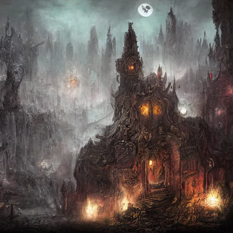 Image similar to the night of doom, despairpunk, dark world, wallpaper fantasy art