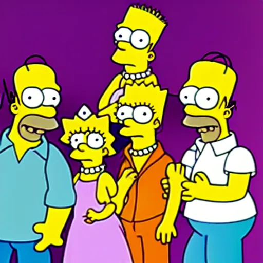 Image similar to a still from the simpsons the musical