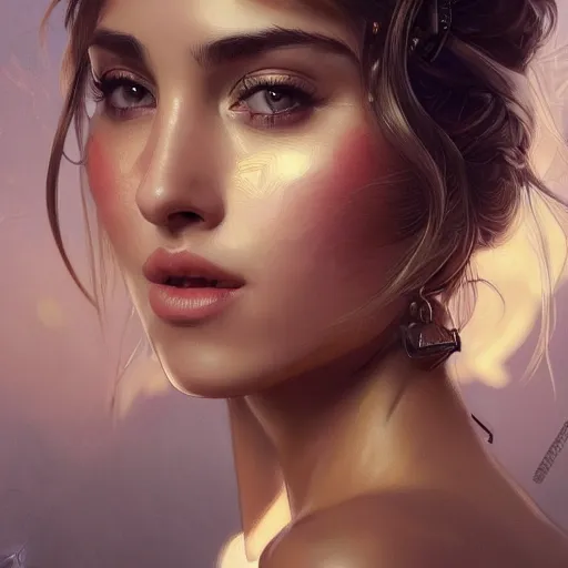 Prompt: a portrait of ana de armas, urban motifs, intricate, elegant, highly detailed, digital painting, trending on artstation, concept art, smooth sharp focus, illustration, art by artgerm and greg rutkowski alphonse mucha